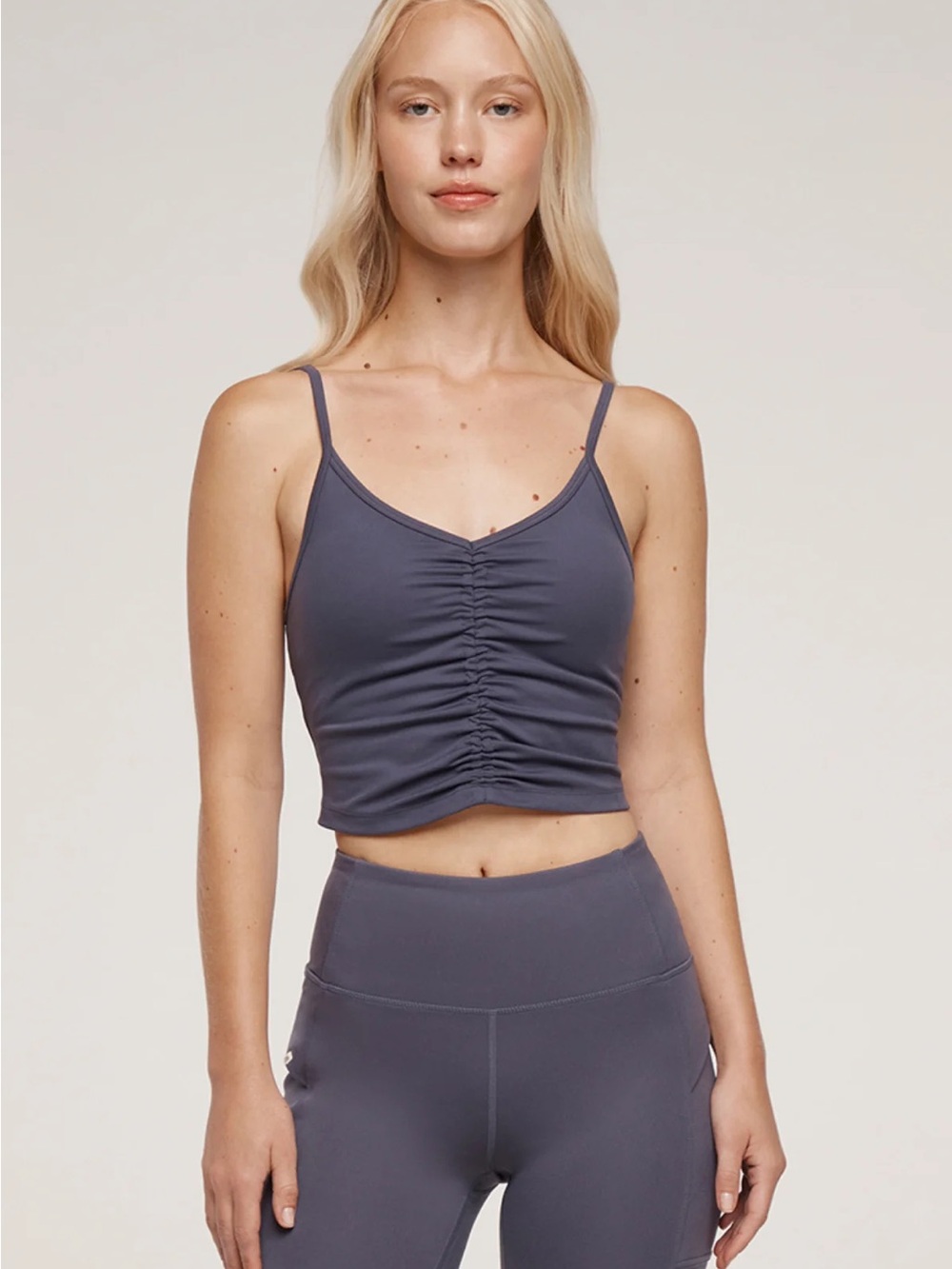 Marika Ruched V-Neck Cropped Cami - Slate